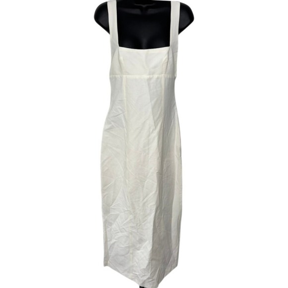 Zara Dress Sz M Ecru Linen Blend Midi Old Money Nouveau‎ Riche Bridal Beach